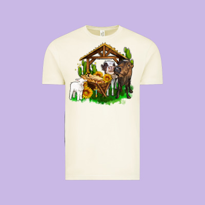 Jesus Holy Night Cows And Sunflowers Vintage Tee Designed By Adodesignshop
