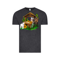 Vintage Black jesus holy night cows and sunflowers Vintage Tee - AdoDesignShop