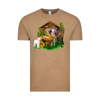 Vintage Coffee jesus holy night cows and sunflowers Vintage Tee - AdoDesignShop