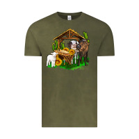 Vintage Olive jesus holy night cows and sunflowers Vintage Tee - AdoDesignShop