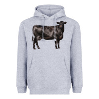 Heather Grey black angus cow Heavyweight Hoodie - LillyAllenDesigns