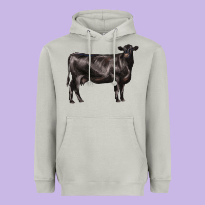 Black Angus Cow Heavyweight Hoodie Designed By Lillyallendesigns