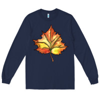 Navy withered leaf Long Sleeve Tee - BarkalooDesign