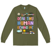 Army Green dear tiny human behind me Long Sleeve Tee - JahusDesignShop