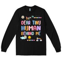 Black dear tiny human behind me Long Sleeve Tee - JahusDesignShop