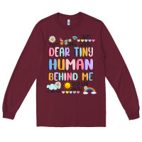 Burgundy dear tiny human behind me Long Sleeve Tee - JahusDesignShop