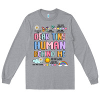 Heather Grey dear tiny human behind me Long Sleeve Tee - JahusDesignShop