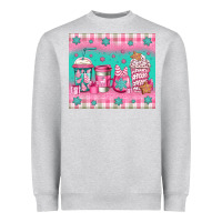 Heather Grey pink christmas coffee Heavyweight Sweatshirt - Jasminsmagicworld