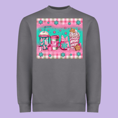 Pink Christmas Coffee Heavyweight Sweatshirt Designed By Jasminsmagicworld