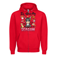 Red its officially season Zipper Hoodie - MaliasSmallBusiness
