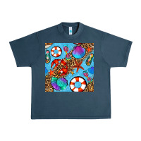 Midnight Navy summer with leopard seamless pattern Urban Heavy Tee - BundleAndBundleShop