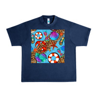 Navy summer with leopard seamless pattern Urban Heavy Tee - BundleAndBundleShop