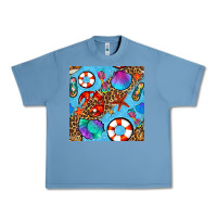 Pebble Blue summer with leopard seamless pattern Urban Heavy Tee - BundleAndBundleShop
