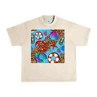 Sandshell summer with leopard seamless pattern Urban Heavy Tee - BundleAndBundleShop