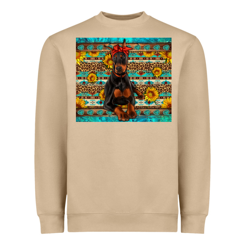 Doberman With Western Background Heavyweight Sweatshirt by Artiststas | Teevron