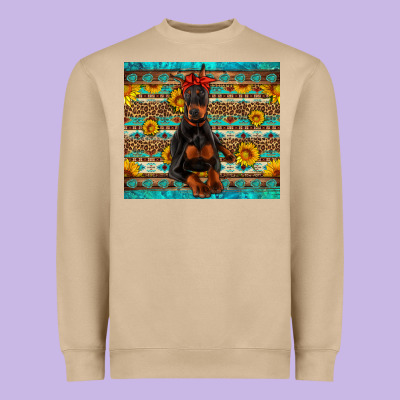 Doberman With Western Background Heavyweight Sweatshirt Designed By Artiststas