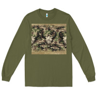 Army Green camouflage bull skull Long Sleeve Tee - Jasminsmagicworld