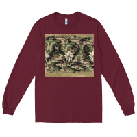 Burgundy camouflage bull skull Long Sleeve Tee - Jasminsmagicworld