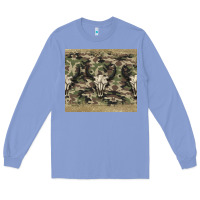 Colony Blue camouflage bull skull Long Sleeve Tee - Jasminsmagicworld