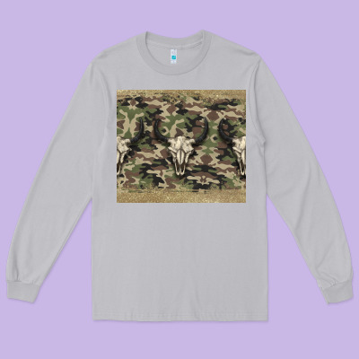 Camouflage Bull Skull Long Sleeve Tee Designed By Jasminsmagicworld