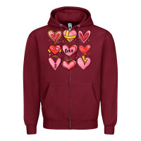 Burgundy sketch hearts Zipper Hoodie - MaliasSmallBusiness