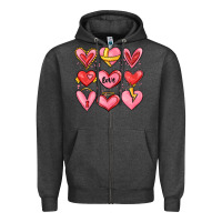 Charcoal Heather sketch hearts Zipper Hoodie - MaliasSmallBusiness