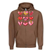 Chestnut sketch hearts Zipper Hoodie - MaliasSmallBusiness