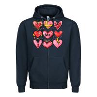 Navy sketch hearts Zipper Hoodie - MaliasSmallBusiness