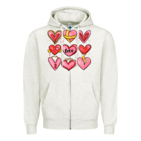 Oatmeal Heather sketch hearts Zipper Hoodie - MaliasSmallBusiness