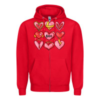Red sketch hearts Zipper Hoodie - MaliasSmallBusiness