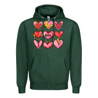 Sports Green sketch hearts Zipper Hoodie - MaliasSmallBusiness