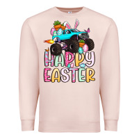 Pale Pink monster truck happy easter Premium Sweatshirt - Artiststas