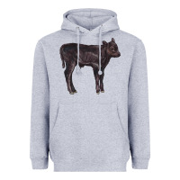 Heather Grey Black Angus Calf Illustrations Heavyweight Hoodie - LillyAllenDesigns