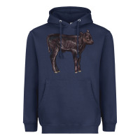 Navy Black Angus Calf Illustrations Heavyweight Hoodie - LillyAllenDesigns
