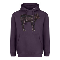 Plum Black Angus Calf Illustrations Heavyweight Hoodie - LillyAllenDesigns