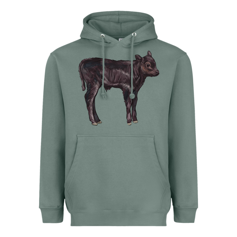 Black Angus Calf Illustrations Heavyweight Hoodie by LillyAllenDesigns | Teevron