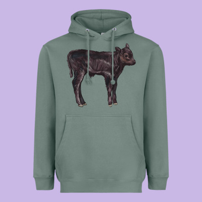 Black Angus Calf Illustrations Heavyweight Hoodie Designed By Lillyallendesigns