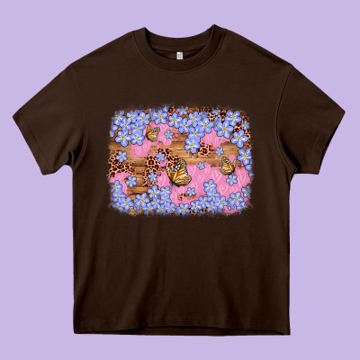 Easter Butterfly Leopard Background Heavy Core Tee Designed By Artiststas