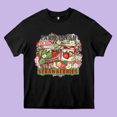 Farm Fresh Strawberries Heavy Core Tee Designed By Zillion Design Studio