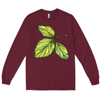 Burgundy green leaf Long Sleeve Tee - BarkalooDesign