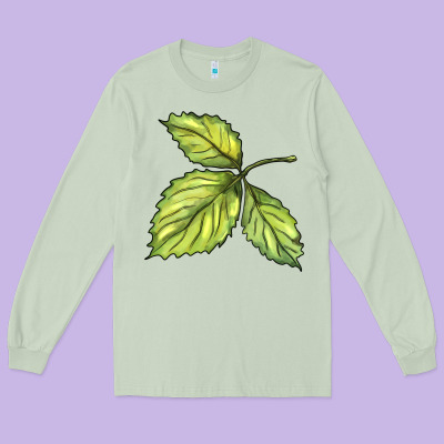 Green Leaf Long Sleeve Tee Designed By Barkaloodesign