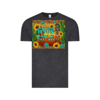 Vintage Black don't think jesus done it that way western skeleton cactus Vintage Tee - Artiststas