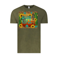 Vintage Olive don't think jesus done it that way western skeleton cactus Vintage Tee - Artiststas