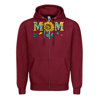 Burgundy mom life Zipper Hoodie - NancyCooperArtShop