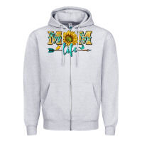Heather Grey mom life Zipper Hoodie - NancyCooperArtShop