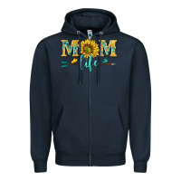 Navy mom life Zipper Hoodie - NancyCooperArtShop