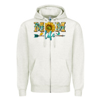 Oatmeal Heather mom life Zipper Hoodie - NancyCooperArtShop