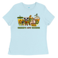 Baby Blue Obsessive cow disorder coffee cups Ladies Tee - texasbilliewilder