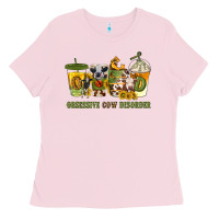 Bubblegum Pink Obsessive cow disorder coffee cups Ladies Tee - texasbilliewilder