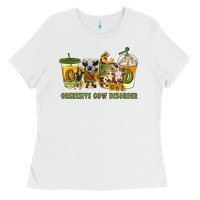 White Obsessive cow disorder coffee cups Ladies Tee - texasbilliewilder